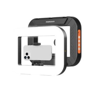Porodo Handheld Ring Grip Camera & Phone Vlogging Light with Desktop Stand & Phone Clamp - 240 LEDs